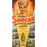 A large lithographic poster showing the Great Sorcar, printed by Aspy Litho Works Madras, 87" x 39.