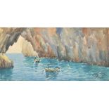 Carmelo Galea, 'Blue Grotto, Malta', watercolour, signed, 4" x 8" (10 x 20cm).