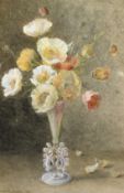 Grace Hastie (1855-1930), a pair of watercolour paintings of still lifes of flowers, both signed and