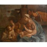 18th Century Continental School, scene of a holy family, oil on canvas, 46" x 56" (117 x 142cm).