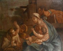 18th Century Continental School, scene of a holy family, oil on canvas, 46" x 56" (117 x 142cm).