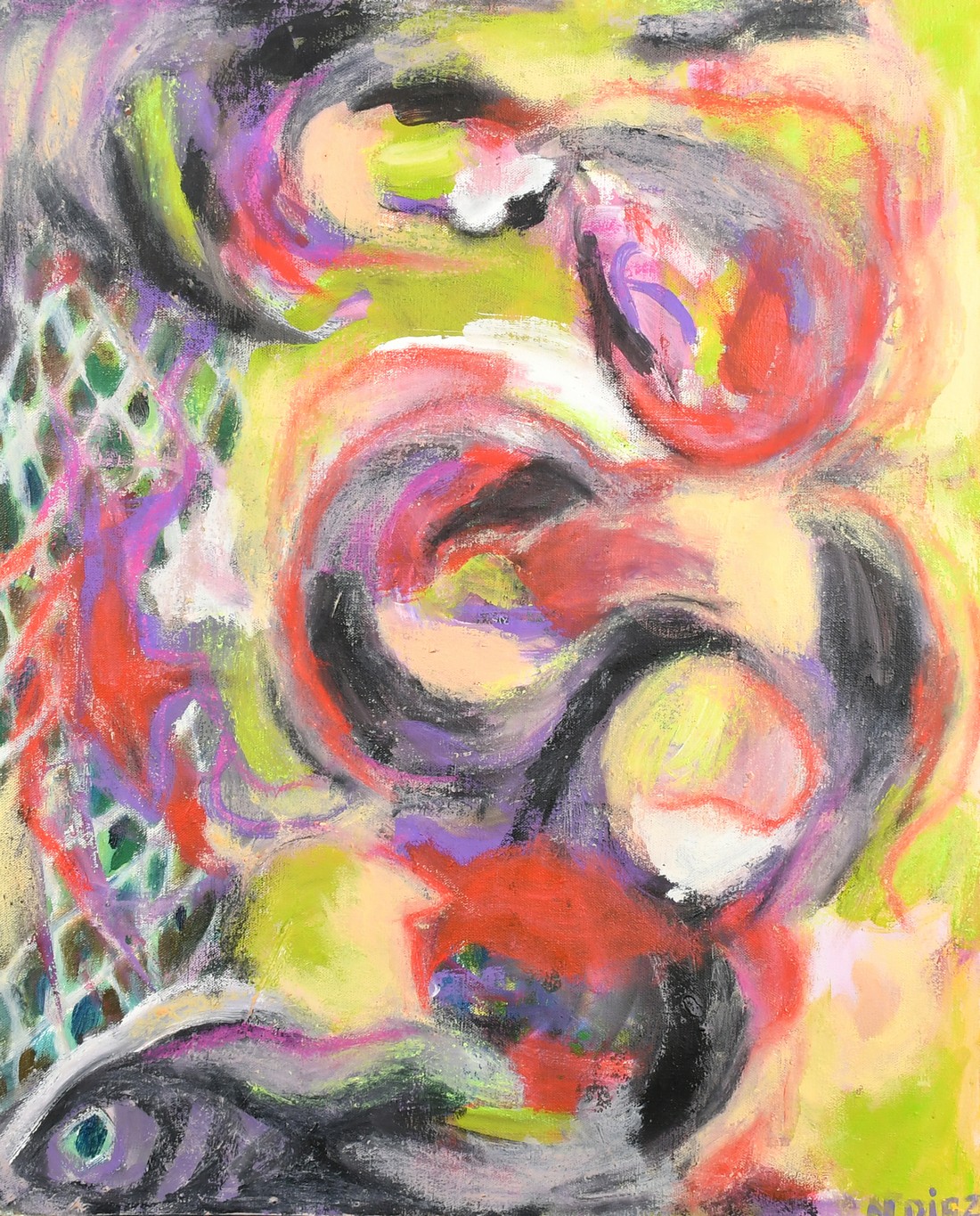 Nathalie Diaz, Circa 2005, abstract composition, oil on canvas, signed, 24" x 20" (61 x 51cm), (