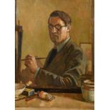 Percy Horton (1897-1970), a self portrait of the artist, in 1950, oil on panel, label verso, 16" x