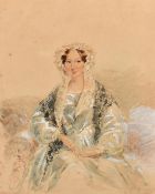 English School (19th Century) Portrait of a seated lady, thought to be Georgina Beauchamp,