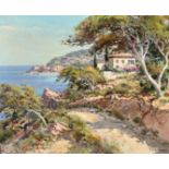 Lucien Potronat (1889-1974) French, a Cote D'Azur view, oil on canvas, signed, 18.5" x 22" (47 x