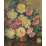 French School, Circa 1900, a still life of flowers in bloom, oil on canvas, indistinctly signed,