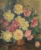 French School, Circa 1900, a still life of flowers in bloom, oil on canvas, indistinctly signed,