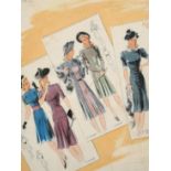 Attributed to Greta Tomlinson (1927-2021), Circa 1950, a sketch of fashion designs, female figures