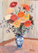Michel Kritz, Mid-20th Century, a still life of mixed flowers, oil on canvas, 36" x 25.5" (91 x