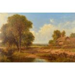 Henry Maidment (19th / 20th Century), a shepherd and his flock on a country lane, oil on canvas,