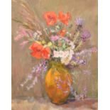 Tessa Spencer Pryse, 'Poppies and Vetch', oil on canvas, signed, Llewellyn Alexander Ltd trade label