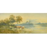 Harold Lawes (1865-1940) British, 'The Thames near Cookham', watercolour, signed with monogram,