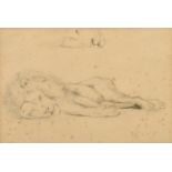 Late 18th / Early 19th Century School, a pencil study of a sleeping lion, 8" x 12", (20 x 30cm).
