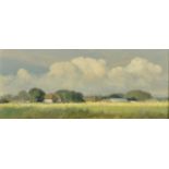 Oliver Ommanney, 'Near Hunston', a distant view of Chichester, oil on board, signed, inscribed and