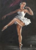 Mid-20th Century French School, a study of a ballerina, oil on canvas, indistinctly signed, 10" x 7"