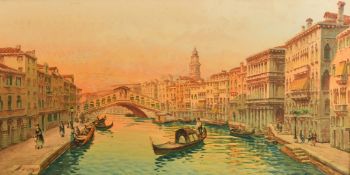 Italian School (19th Century) A view of the Grand Canal and Rialto Bridge, Venice, watercolour,