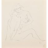 Marcel Vertes, A sketch of lovers with flowers, signed and verso a drawing of lovers embracing, 10.