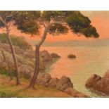 C. Boyer, French, dusk over a coastal view, oil on canvas, signed, 13" x 16" (33 x 41cm).