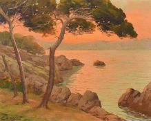 C. Boyer, French, dusk over a coastal view, oil on canvas, signed, 13
