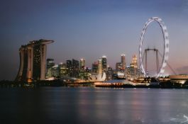 A panoramic view of Singapore Harbour at night, print on plexiglass, 39.5" x 59" (100 x 150cm), (