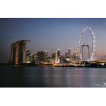 A panoramic view of Singapore Harbour at night, print on plexiglass, 39.5" x 59" (100 x 150cm), (