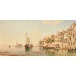 James Herve D'Egville (1806-1880), 'On the Giudecca', boats on a lagoon, watercolour, signed with