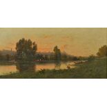 Circle of Delpy, late 19th Century, figure washing clothes along a river, oil on canvas,
