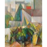 Jacques Gaulme (20th Century) French, a view of a French town in cubist style, oil on canvas, signed