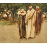 Attributed to Lance Thackeray (1867-1916), a study of three Egyptian gentlemen, watercolour,