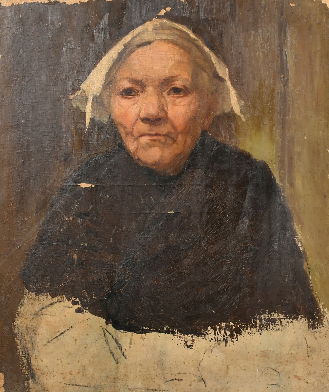 19th Century French School, study of an older female, oil on canvas, 22" x 18" (56 x 46cm), (