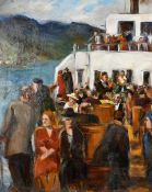 Early 20th Century Continental School, passengers on a ferry, oil on canvas, 27.5" x 22" (70 x