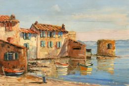 L. Vigon, French School, scene of a bay near St. Tropez, oil on canvas, signed and inscribedverso,