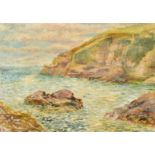 Margaret Fisher Prout (1875-1963), a rocky cove, oil on canvas laid onto board, signed, 16" x 22" (