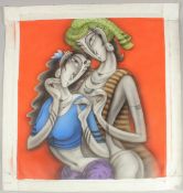 Ramesh Pachpande (b. 1954) Indian, 'Happy Couple', acrylic on canvas, signed and dated 2016, 30" x