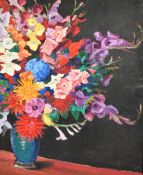 20th Century Continental School, a vibrant still life, oil on board, 28.5" x 23.5" (80 x 60cm).