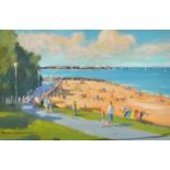 Tony Westmore, A busy seaside promenade, (thought to be Ryde, Isle of Wight), oil on canvas board,