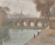 Constant Dore (20th Century) French, a view of a Parisian Bridge, oil on canvas, signed, 21.25" x