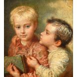 Karl Wilhelm Friedrich Bauerle (1831-1912) German, a study of two boys with a book, oil on canvas,