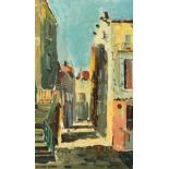Fouchet Baroin, French School, a view of French street, oil on canvas, signed, 21.75" x 13" ( 55 x