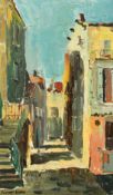 Fouchet Baroin, French School, a view of French street, oil on canvas, signed, 21.75