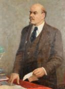 20th Century Soviet School, A three quarter portrait of Lenin standing, oil on canvas, 45" x 33.75",