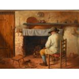 Cranbrook Colony (19th Century), 'The Old Batchelor', scene of a seated man in a cottage interior,