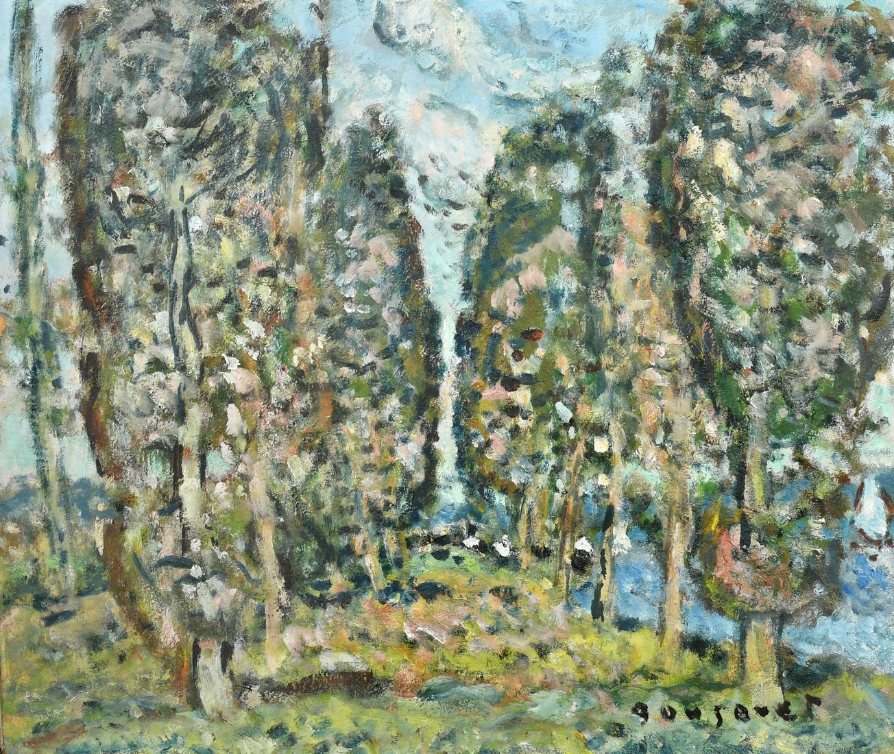 Georges Bousquet (1904-1976) French, 'Bord de Seine, 1966', oil on canvas, signed, 18" x 21.5" (46 x
