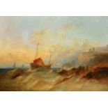 William Henry Williamson (1820-1883) British, a fishing boat rounding a headland, oil on canvas,