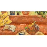 Marika Eversfield, 20th Century, a still life study with fruit, oil on board, signed with