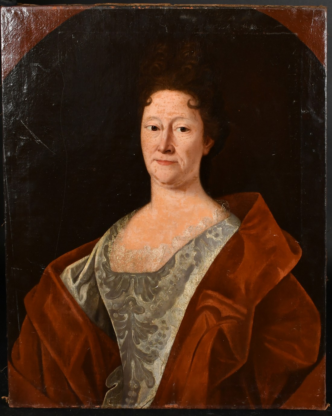 19th Century French School, a bust length portrait of a lady, oil on canvas, 28.5" x 23" (73 x 58. - Image 2 of 3