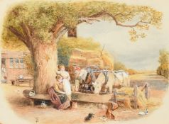 Myles Birket Foster (1825-1899), a pair of watercolour scenes featuring figures and horses,