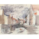 Phyllis Ginger(1907-2005), a view of Bruges canal scene, watercolour, signed and dated 1970, 10.5" x