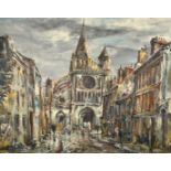 Raymond Besse (1899-1969) French, a view of Brie-Comte-Robert, oil on canvas, signed, 18" x 21.