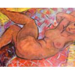 Kanwaldeep Singh Kang, signed Nicks (1964-2007) British, A reclining female nude lying on a